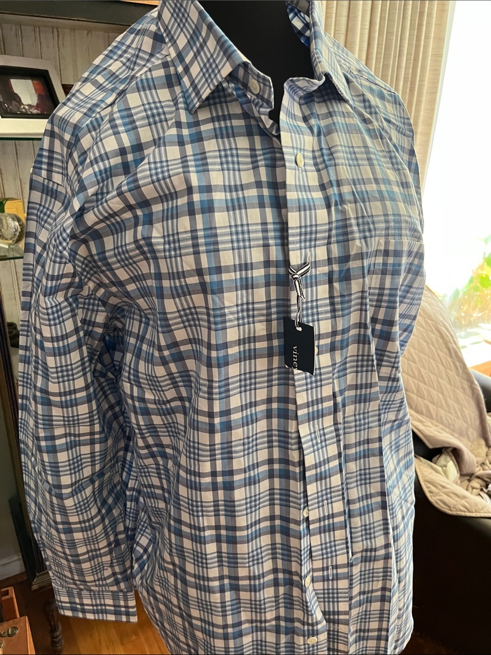 Vineyard Vines Blue and White Plaid Button-Down Shirtl